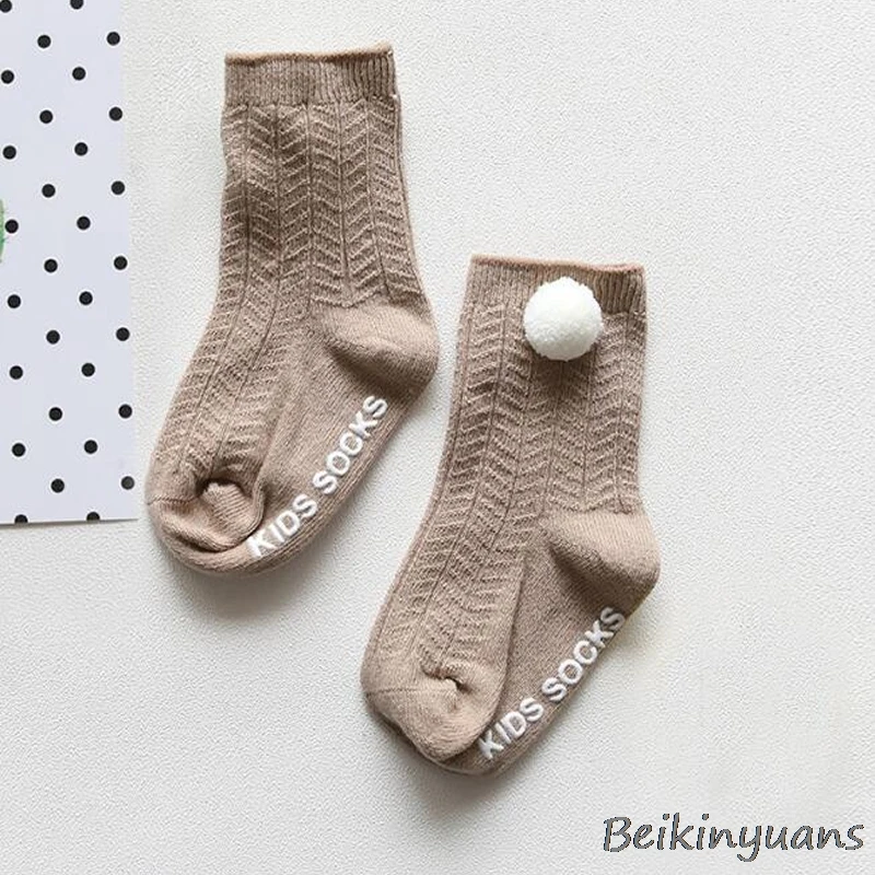 Spring and summer summer double needle baby anti-slip socks without bones loose baby newborn ball children cotton socks