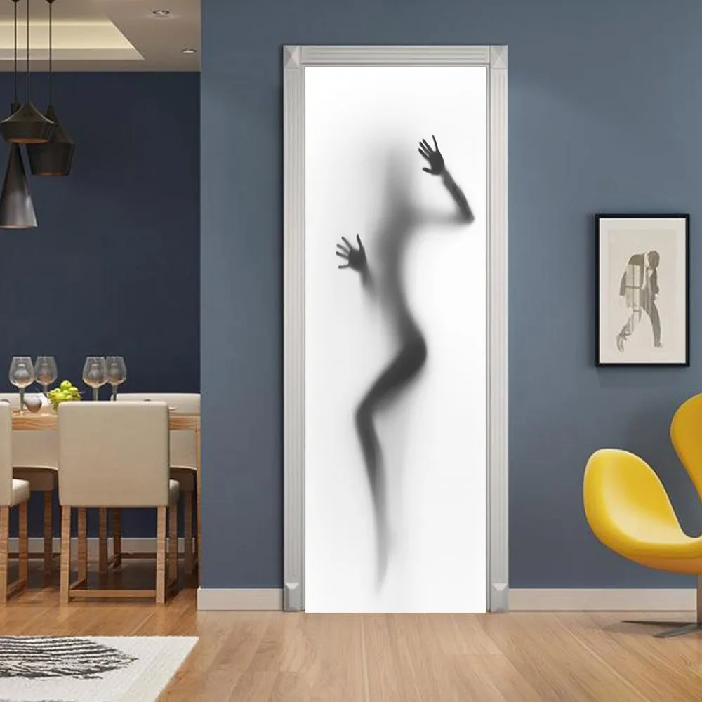 Силуэт сексуальная девушка Ванная Дверь наклейка s DIY Съемный 3D дверь Настенная Наклейка Водонепроницаемый для стены комнаты домашний декор украшения