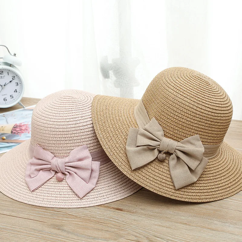

Woman Summer Bow Grass Hats Panama Hat Outdoor Beach Headdress Sunhats Women's Visors Straw Sunhat Shade for Women Sun Visor