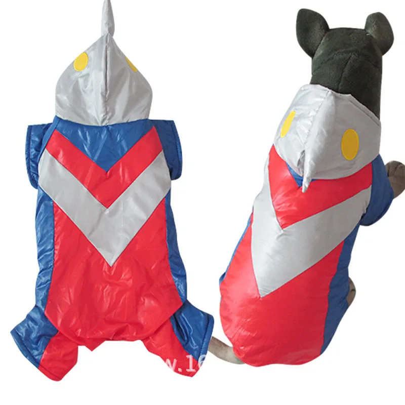 Ultraman superhero big large Dog Pet costume Clothes hoodie jumpsuit dog down jacket coat