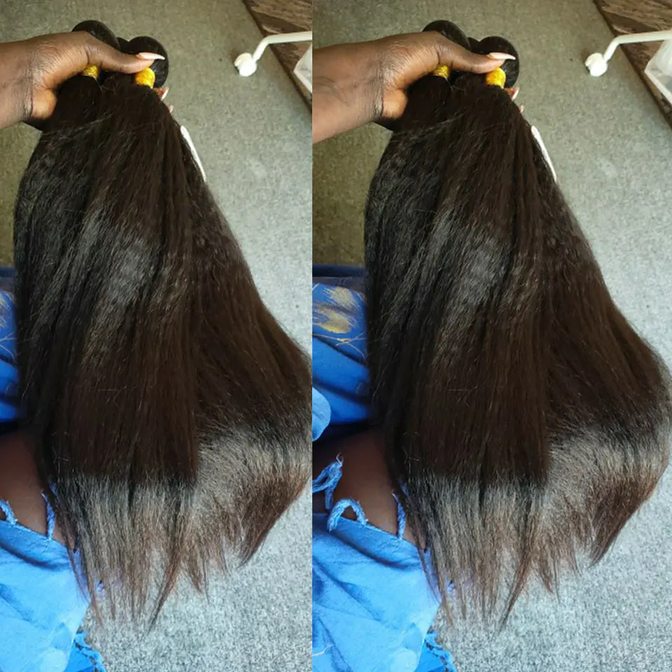10-30inch Kinky Straight Hair Weaves 1-3 Bundles Can Be Dyed and Curl Brazilian Hair Weave Bundles Sexay Remy Yaki Human Hair (3)