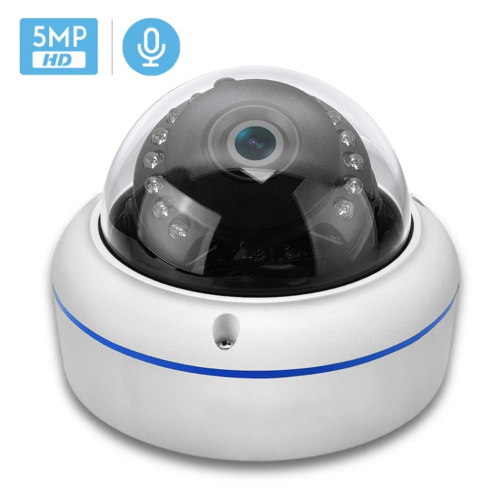 

2MP 3MP 5MP Audio H265 IP Camera 2.8mm Vandalproof 48V POE CameraOnvif P2P Motion Detect RTSP Email Alert POE CCTV Dome Camera