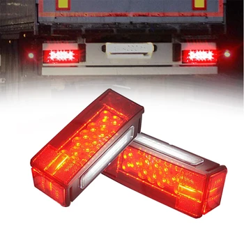 

2PCS LED Trailer Light Rectangular Tail Lights Low Profile Running Stop Turn Signal Rear Lights for Boat Trailer Truck Van Marin