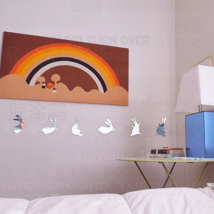 DIY Creative design super cute rabbit mirror posters for walls nursery kids wall stickers baby room R112 | Дом и сад