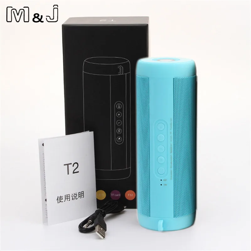 M& J T2 беспроводной лучший Bluetooth динамик водонепроницаемый портативный открытый мини Колонка коробка громкий динамик дизайн для iPhone Xiaomi - Цвет: Blue With Box