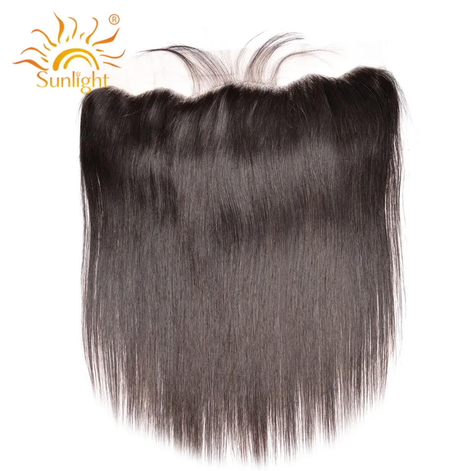 Бразильские прямые волосы 3 пучка с фронтальным закрытием Солнечный свет человеческих волос переплетения пучки с 13x4 синтетический фронтальный Реми человеческих волос