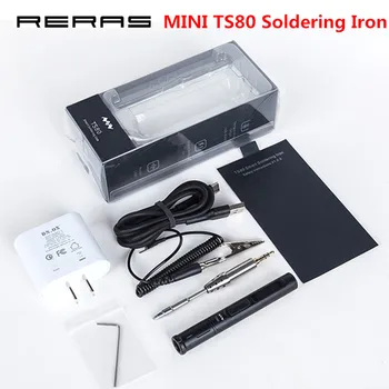 

MINI TS80 Digital Soldering Iron Station QC3.0 USB Type-C OLED Programable Interface Built-in STM32 Chip + Tips Set of Tools New