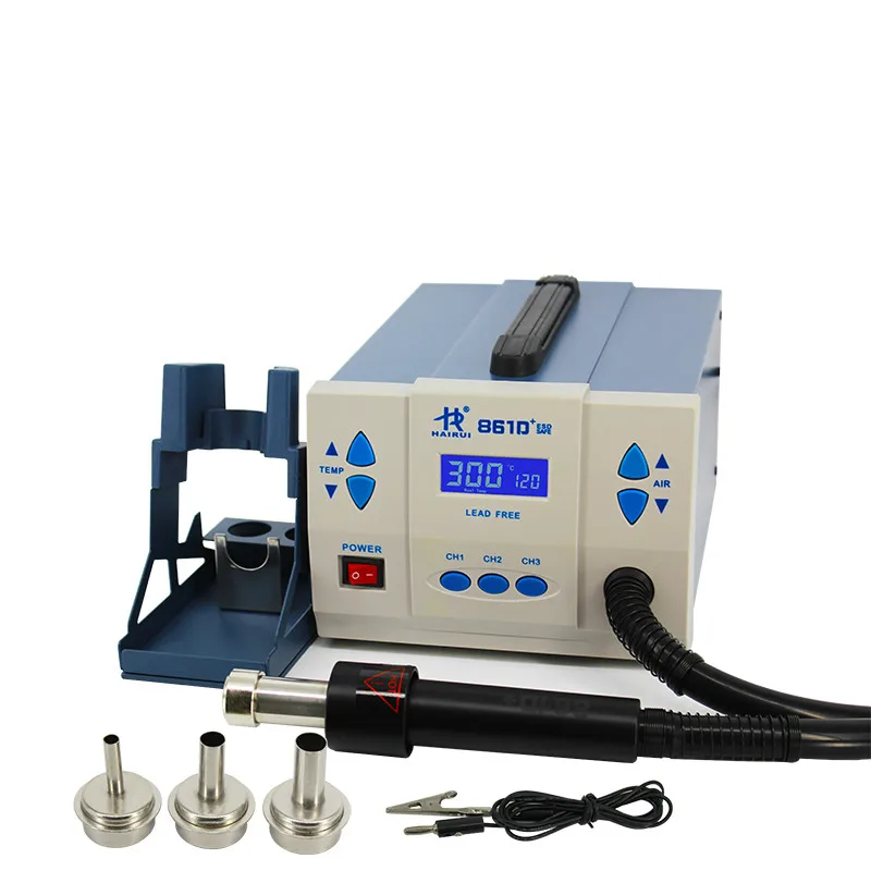 HAIRUI 861D+ 110V/220V Hot Air Soldering Station Digital Display 3 Channels 1000W Rework Station HAIRUI 861D+ 110V/220V Hot Air Soldering Station Digital Display 3 Channels 1000W Rework Station