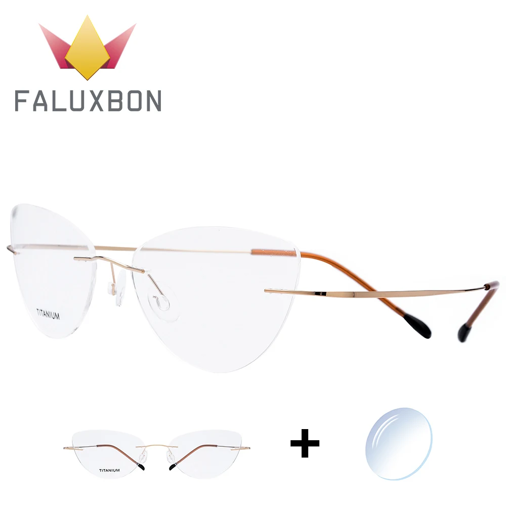 

Cat Eye Rimless Prescription Glasses Women Titanium Alloy Screwless Ultralight Myopia Eyewear 2019 Female Optical Spectacles