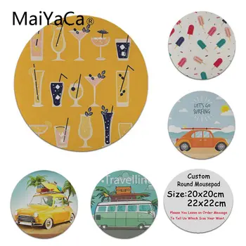 

MaiYaCa Simple Design Hello Summer Day Go Surfing Unique Desktop Pad Game Mousepad Customized Your Own Style Round Mouse pads