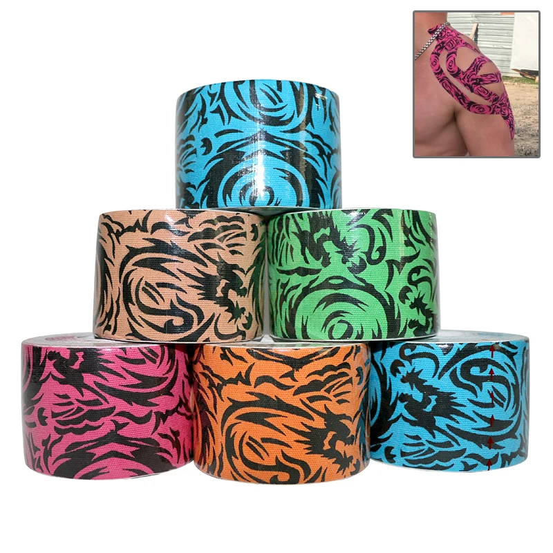 

5cmx5m Elastic Kinesiology Tape Print Cotton Therapeutic Band For Athletes Reduce Pain Injury Recovery Support Sports Safety