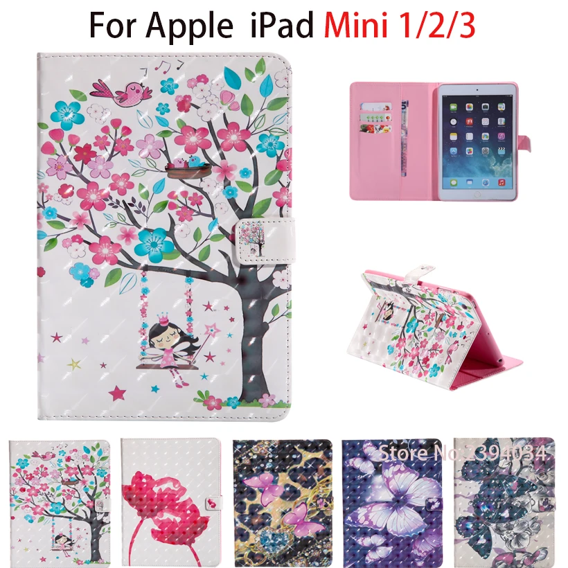 Модный чехол для планшета с 3D рисунком Apple iPad Mini 1 2 3 умный книжка подставкой