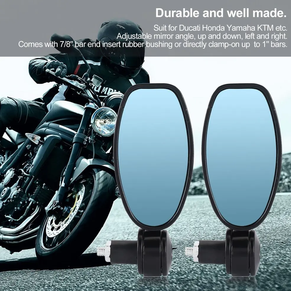 

1Pair Motorcycle 7/8" Handle Bar End Rearview Side Mirrors Fit Ducati Honda Yamaha KTM