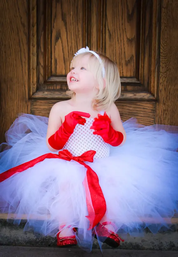 

white baby tutu tulle bridesmaid flower girl wedding dress fluffy ball gown birthday evening prom cloth fashion party dress UK