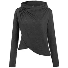 font b Women b font Hooded Long Sleeve Solid Loose Asymmetrical Hem Hoodies New Fashion