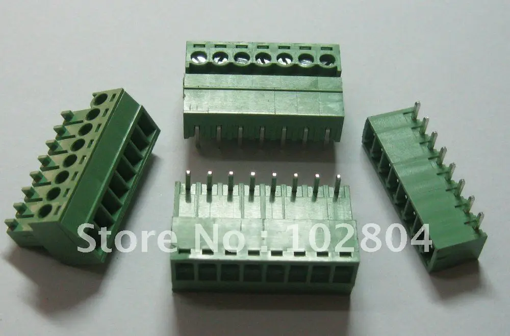 

200 pcs Screw Terminal Block Connector Pitch 3.81mm Angle 8 pin/way Green Color Pluggable Type with angle pin
