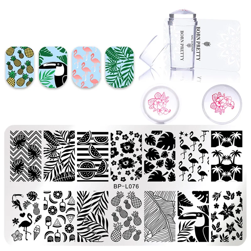 

BORN PRETTY Nail Art Stamping Template Animal Lace Flower Pattern Rose Geometry Image Plate Stamper Scraper Set Nail Art Tool