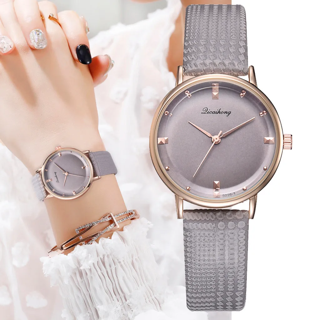 

Fashion Simple Flat No Scale Dial Belt Fashion With Quartz Women's Watch Relogio Feminino Women Watches Reloj Mujer