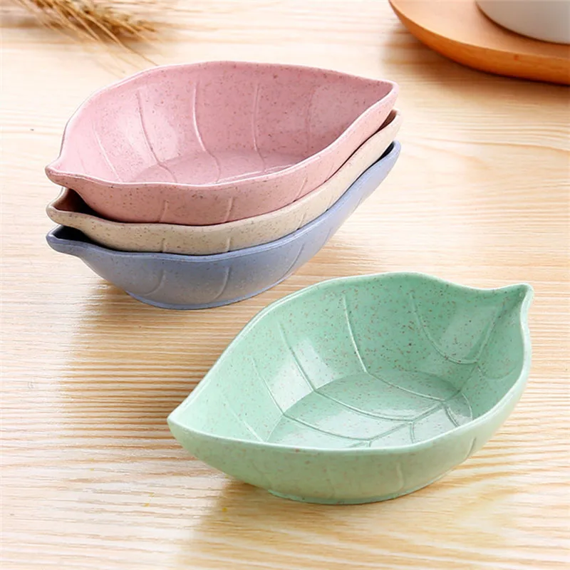 

4Pcs/set Soy Sauce Dish Multipurpose Leaf-Shape Small Seasoning Saucers Appetizer Plates for Vinegar/Salad Soy Sauce/Wasabi