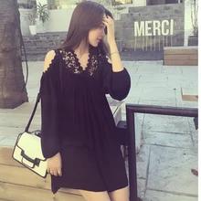 New fashion spring summer autumn maternity dress Dew shoulder v-neck lace dress Pregnancy loose-fitting large size clothing new fashion pregnancy wear spring clothes hollow out of bud silk dress sweet maternity dress v neck lace dresses