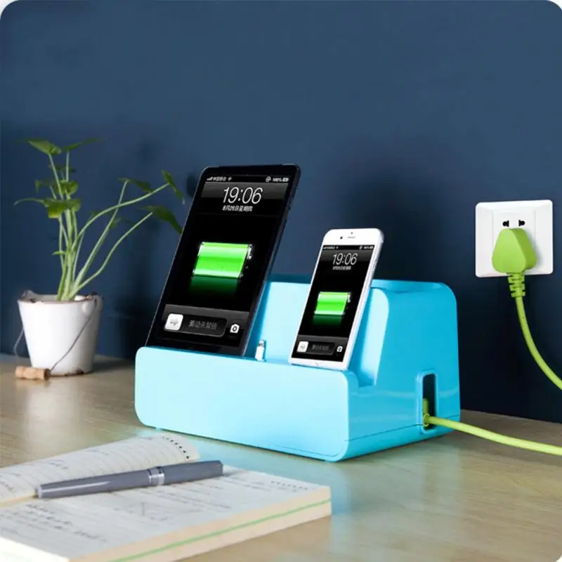 

Desktop power cord socket box mobile phone charging bracket cable storage box