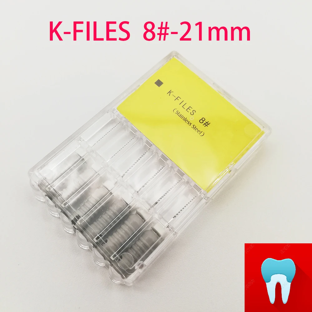 6 шт./упак. 8#-21 мм стоматологические K файлы корневой канал стоматология Эндодонтические Инструменты Стоматологические Инструменты ручное использование из нержавеющей стали