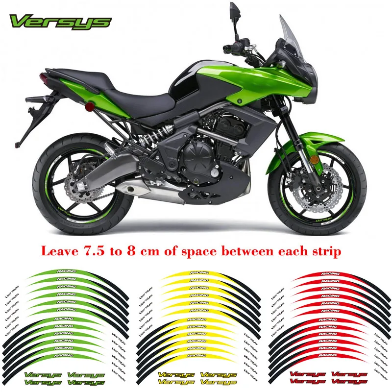 

For Kawasaki Versys 650 1000 17" CUSTOM RIM STRIPES WHEEL DECAL TAPE STICKER