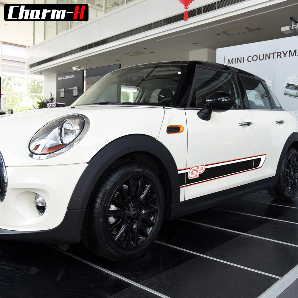 2 шт. гоночные полосы Стикеры для Mini Cooper R56 GP боковой двери Skiry графика виниловая
