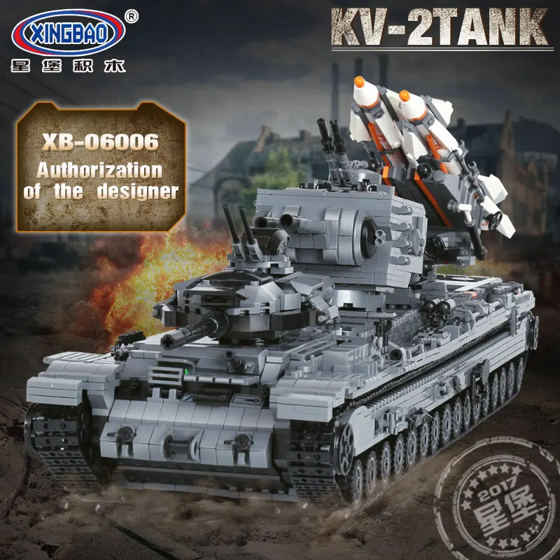 

06006 Military Large Army Tank World War 2 Arms Creative MOC the KV-2 Tank Set Children Educational Building Blocks Bricks Toys