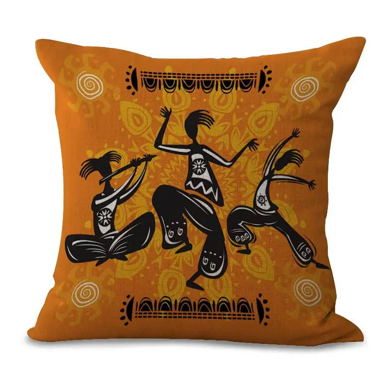 Танцующая Подушка с изображением женщины Обложка африканская стильная наволочка цвет тканевая подушка крышка 45X45 см тонкий лен хлопок спальня диван украшение - Цвет: 4
