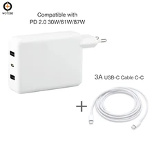3Ports USB-C Power adapter 18W 30W 60W PD Charger For MacBook Pro/Macbook/iPhone/iPad Huawe/Samsung (Standardized USB-C cable)
