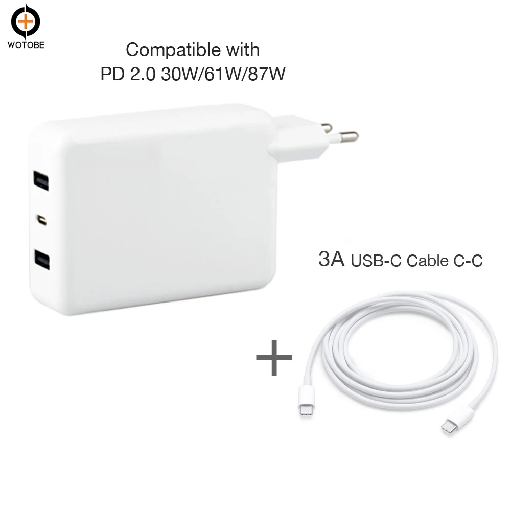  3Ports USB-C Power adapter 18W 30W 60W PD Charger For MacBook Pro/Macbook/iPhone/iPad Huawe/Samsung