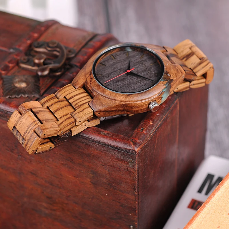 BOBO BIRD L-Q05 Watch Zebrawood Quartz Men Watches Custom Logo