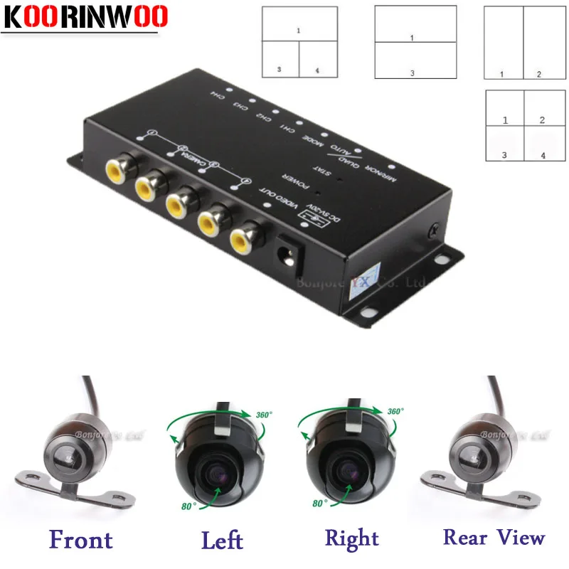 KOORINWOO Control Box Four Channels Available for Car Rear view font b Camera b font Video