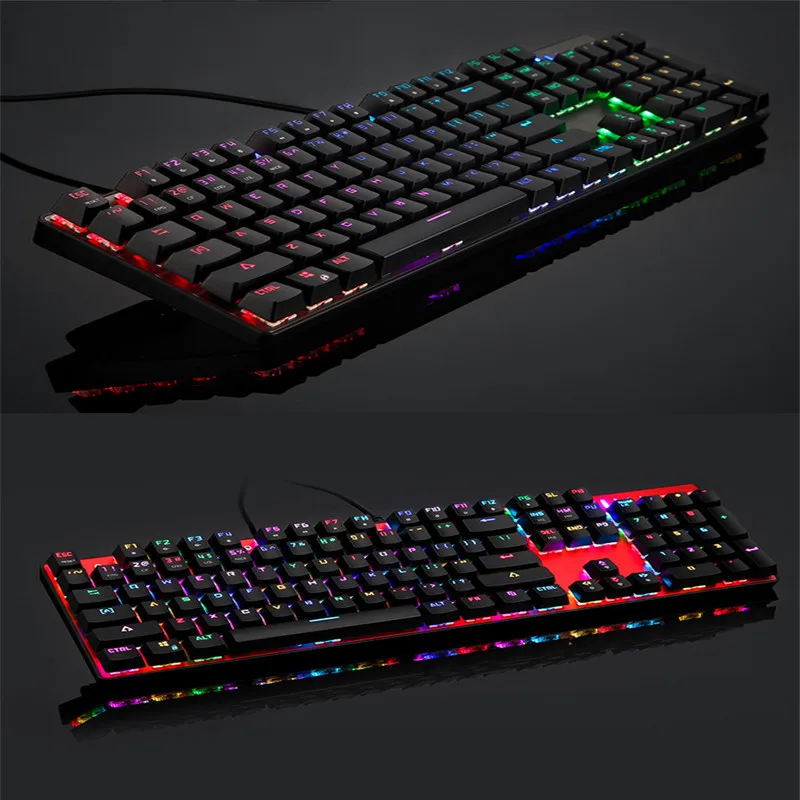  Motospeed CK104 Gaming Mechanical Keyboard Russian English Red Switch Blue Metal Wired LED Backlit 