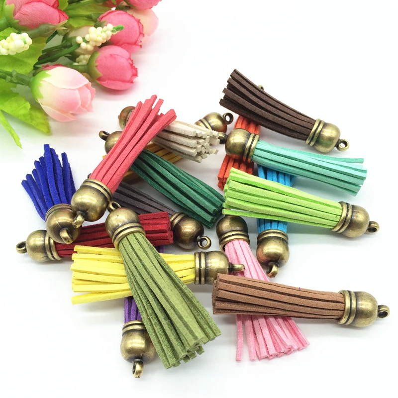 58mm Mix Color Suede Tassel For Keychain Cellphone Straps Jewelry Charms,50pcs Leather Tassels Diy Accessories
