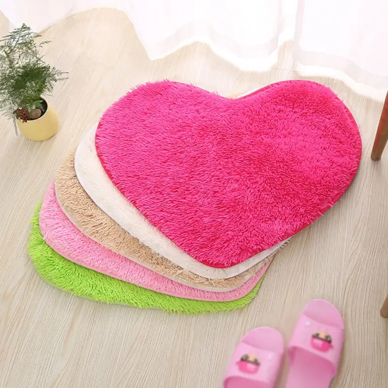 

Solid Color Super Absorbent Blanket Washable Anti-slip Small Carpets for Home Love Heart Pattern Mat Fluffy Shaggy Area Rug