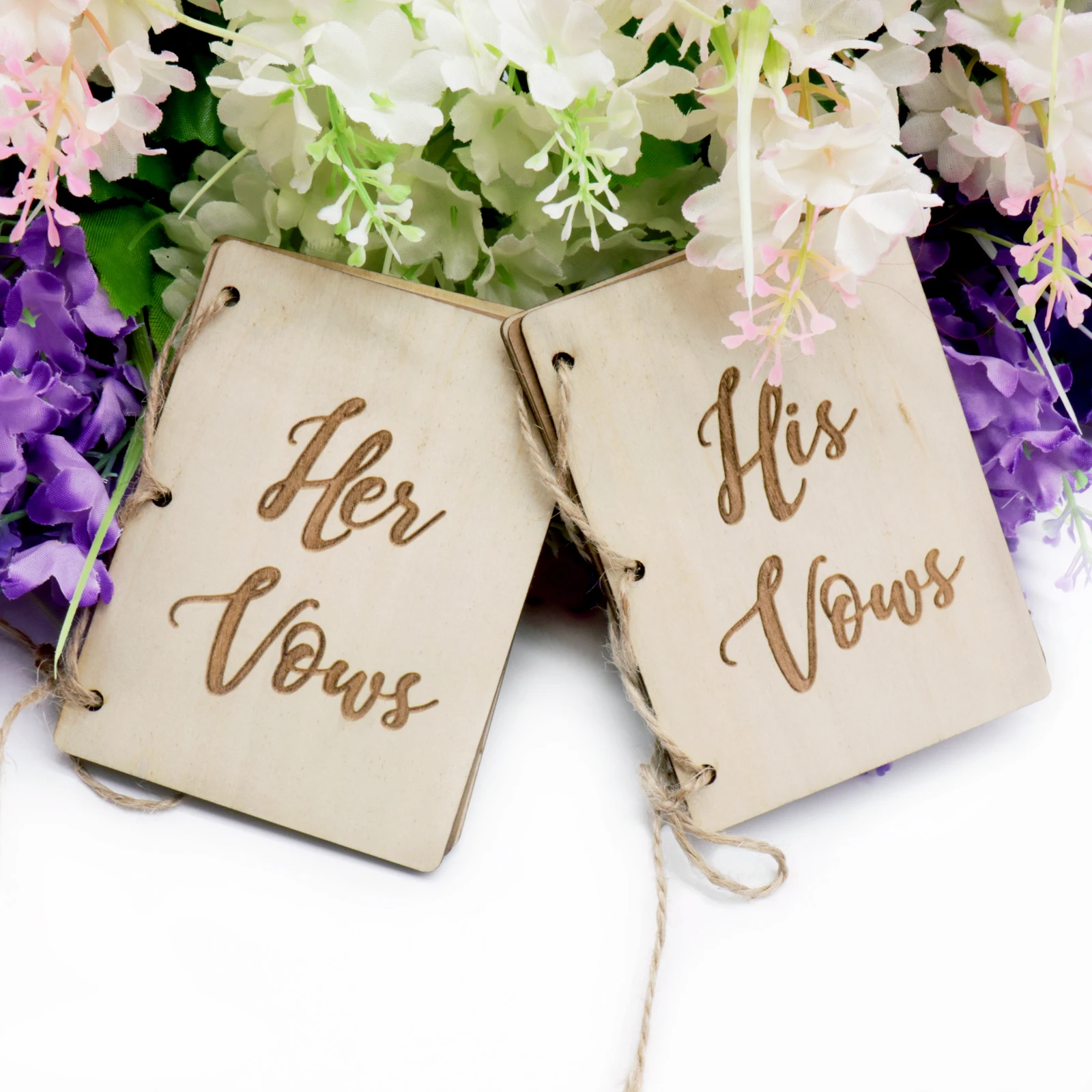 

2pcs 7.8*10.5 cm Creative Wooden Cover His Vows Her Vows Book Kraft Paper Brown Vow Notebook For Gift Journal Wedding Supply