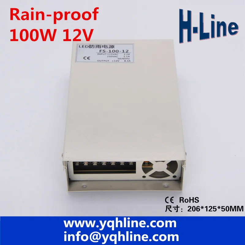 12V 8.5A 100W rainproof Switching led Power Supply,170~264V AC input 12V DC output for led strips free shipping 12V 8.5A 100W rainproof Switching led Power Supply,170~264V AC input 12V DC output for led strips free shipping
