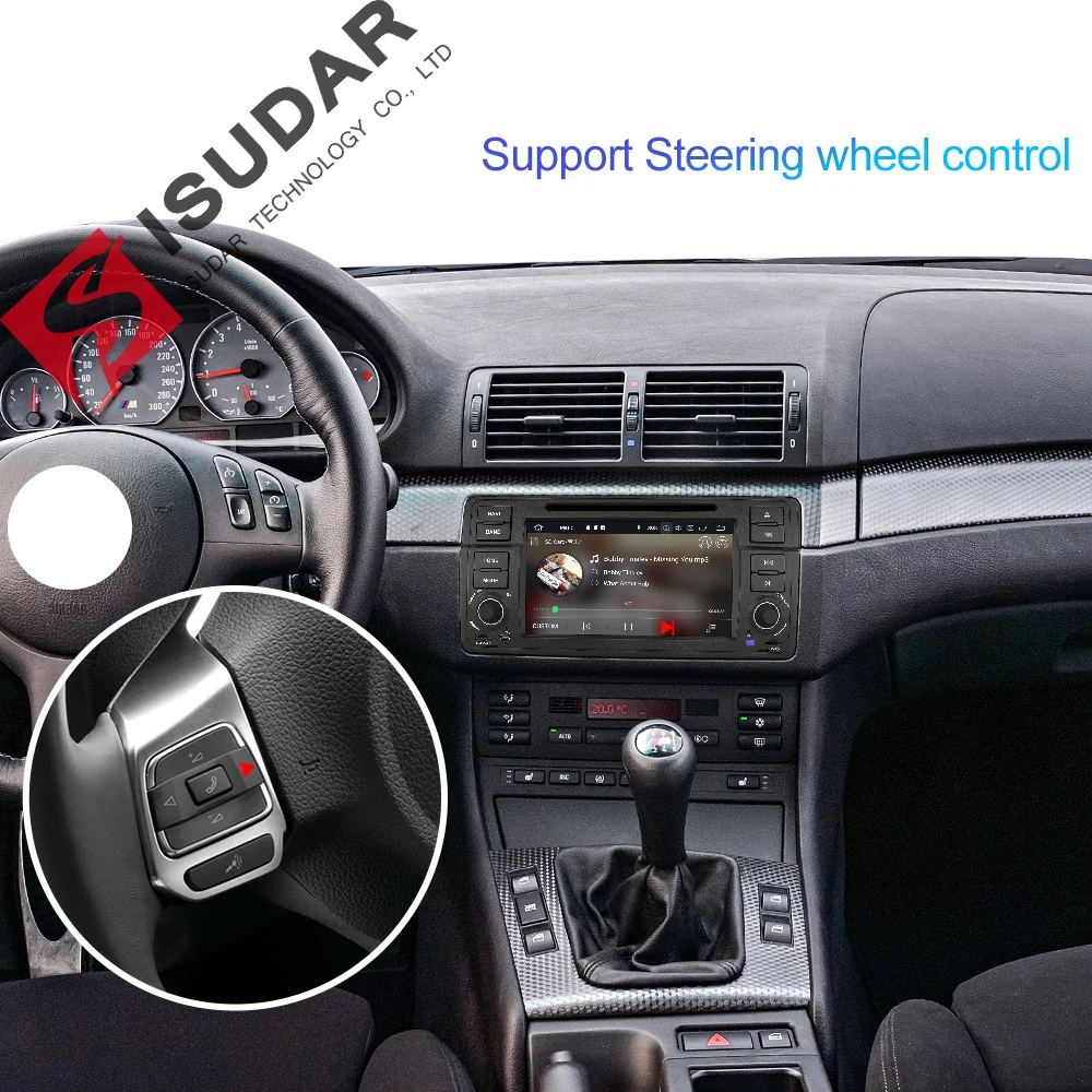 Best Isudar 1 Din Car Multimedia player Android 9 GPS Autoradio Stereo System For BMW/E46/M3/Rover/3 Series RAM 4G ROM 64GB FM Radio 4