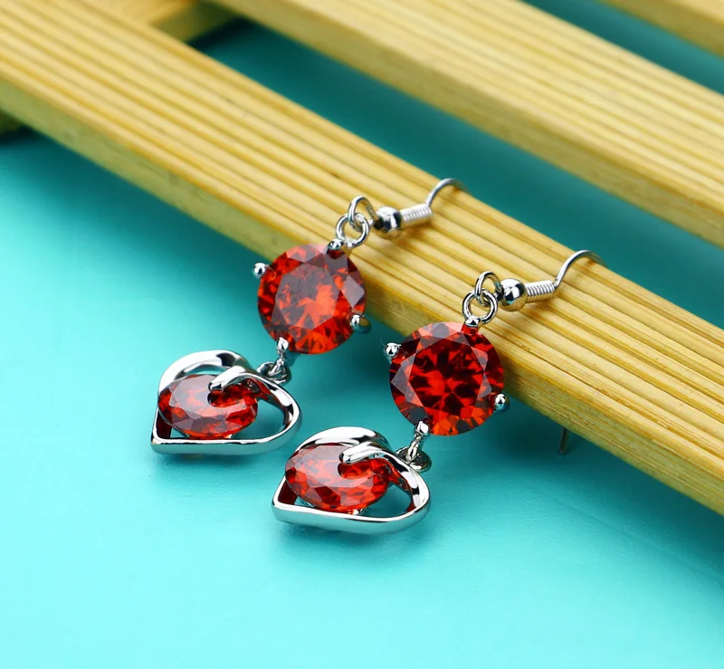 Женские серьги из серебра 925 пробы с красным цирконием|earrings fashion|silver fashion earringsearings