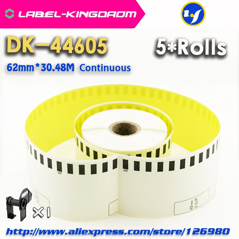 5 Refill Rolls Compatible Dk44605 Label 62mm*30.48m Continuous Compatible For Brother Label