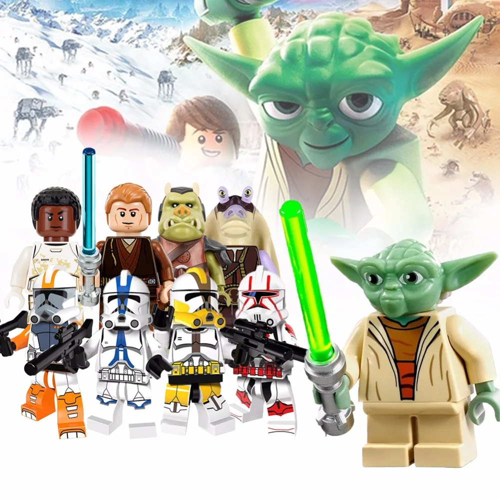 

Duplo Star Wars Mini Building Blocks Han solo Yoda Palpatine Chirrut Sith Lord Orson Leia Finn Mini Model Figure Toys for Kids