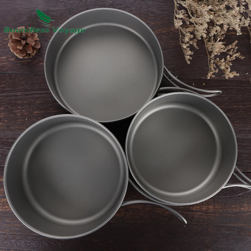 Sin Límites de viaje al aire libre ultraligero de titanio olla Pan conjunto de ollas de cocina utensilios Camping Ti1575B