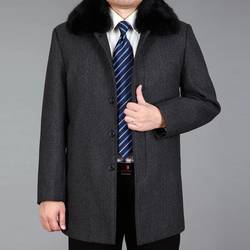 2020 New Arrival Men Wool Coat Winter Blend Coat Real Rabbit Fur Autumn Woolen Long Coats Wool Jacket Male Pea Coat Thick M-4XL 2020 New Arrival Men Wool Coat Winter Blend Coat Real Rabbit Fur Autumn Woolen Long Coats Wool Jacket Male Pea Coat Thick M-4XL