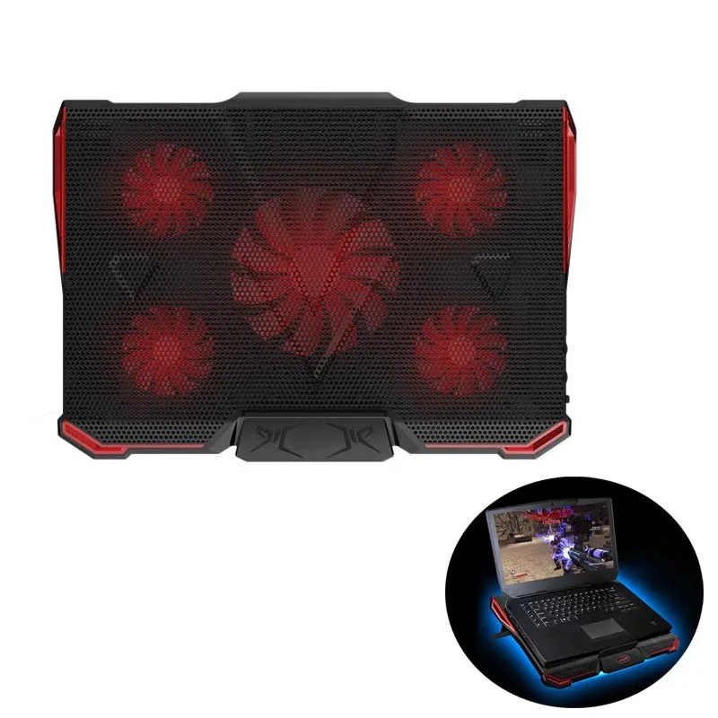 

Portable USB Cooling Pad 5 Fans Adjustable Speed Laptop Cooler Heatsink For 14-17 Inch Laptop Stand Holder Radiator QJY