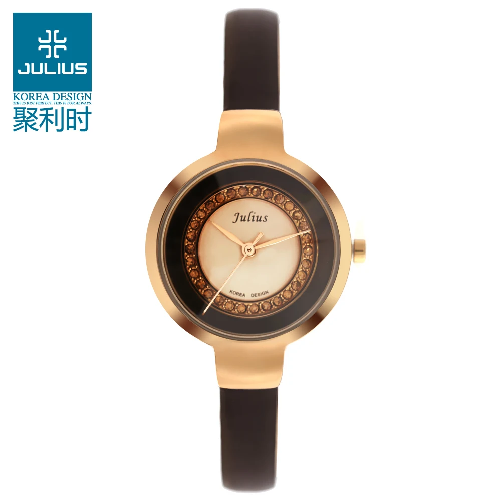 Julius Lady women s Wrist Watch Quartz Hours Best Fashion Dress Korea OL Leather Bracelet Girl