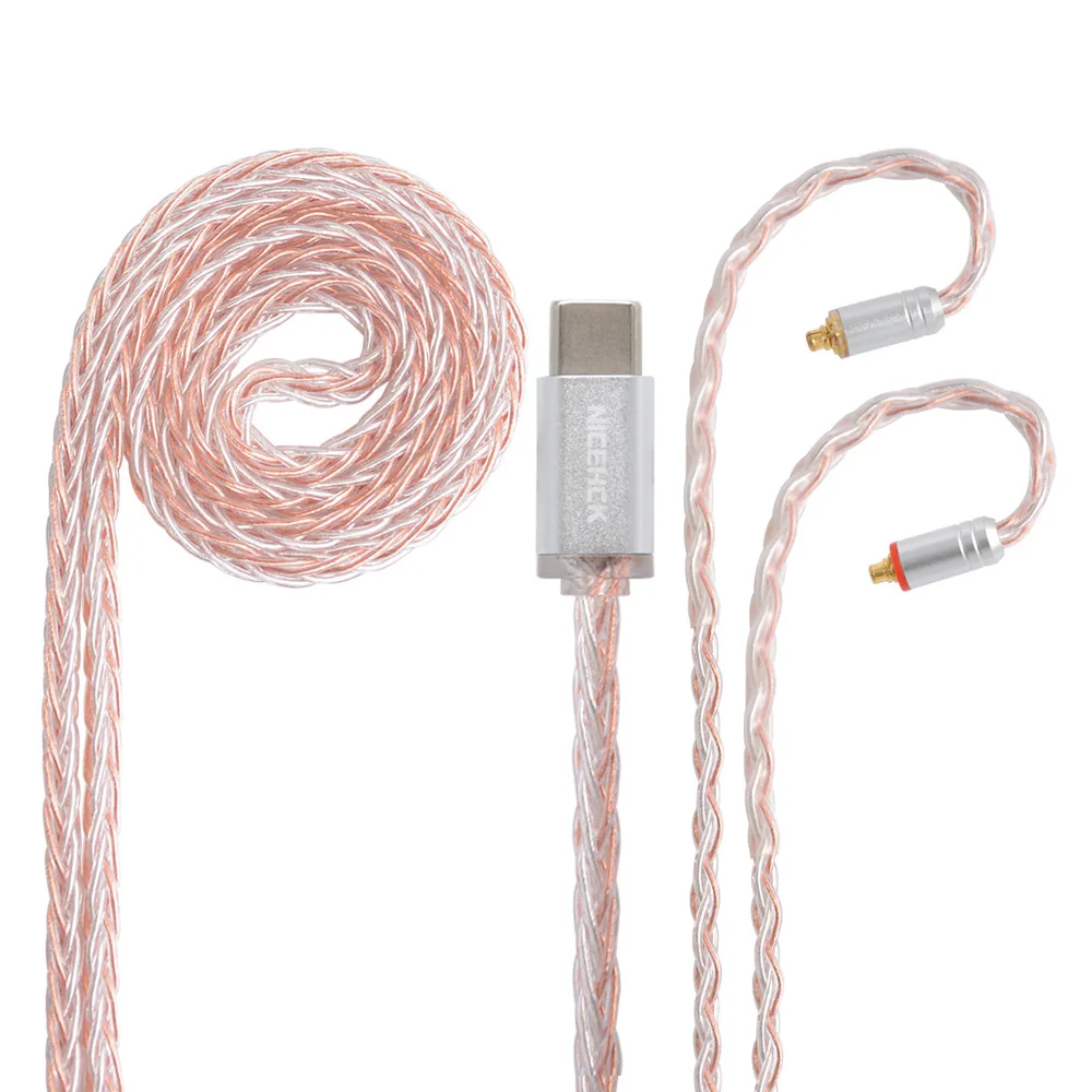 NICEHCK 8 Core Copper Silver Mixed Cable Upgrade TypeC/Type-C/3.5/2.5/4.4mm MMCX/2Pin For TRNV90 ZSX CCAC12 NICEHCK NX7 Pro/DB3