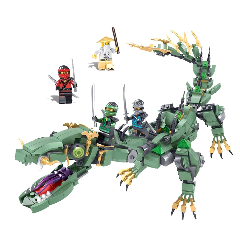 

574pcs Ninjagoe 76068 Flying Green Ninja Mecha Set Dragon Fit Legoness Minifigs Figures Building Blocks Toys For Children Gifts