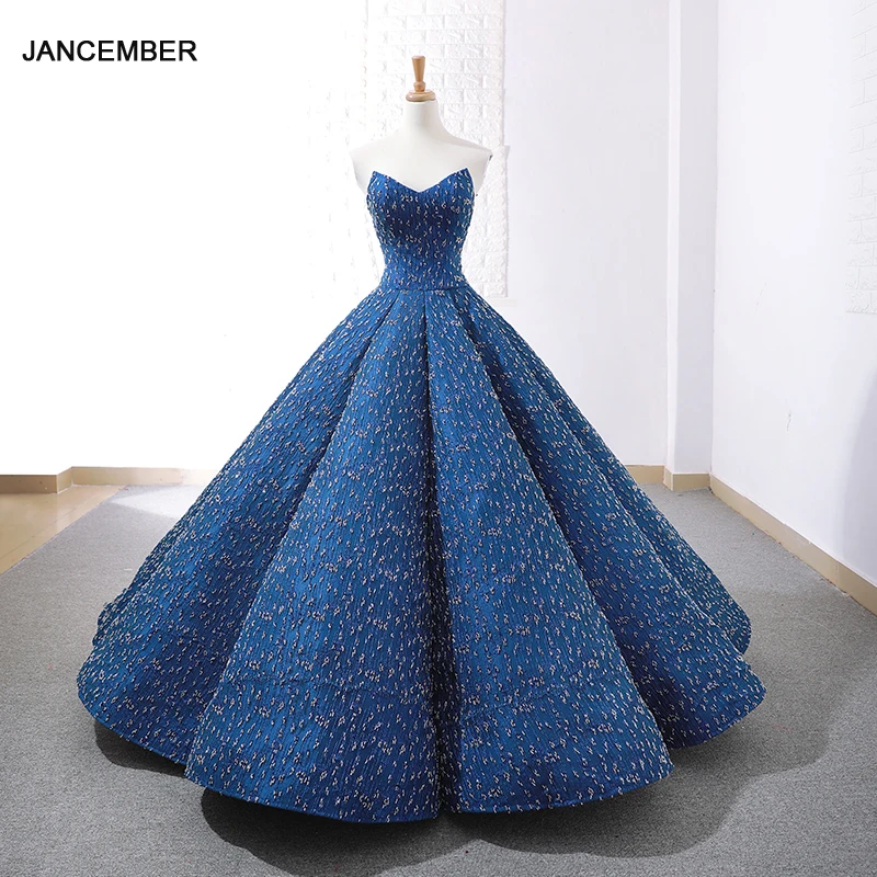 J66675 jancembber синее вечернее платье бальное платье длиной до пола без бретелек без рукавов платье для выпускного вечера кружевное платье